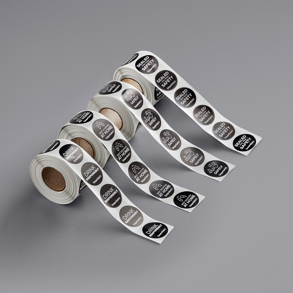 TamperSafe 1" Sip Safely Round Black Paper TamperEvident Drink Label