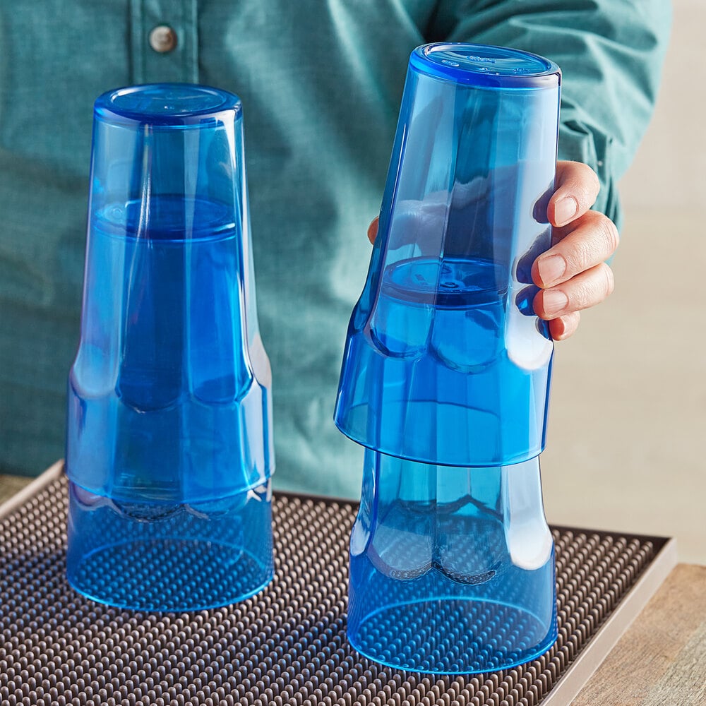 Choice 20 oz. Blue SAN Plastic Paneled Tumbler 12/Pack
