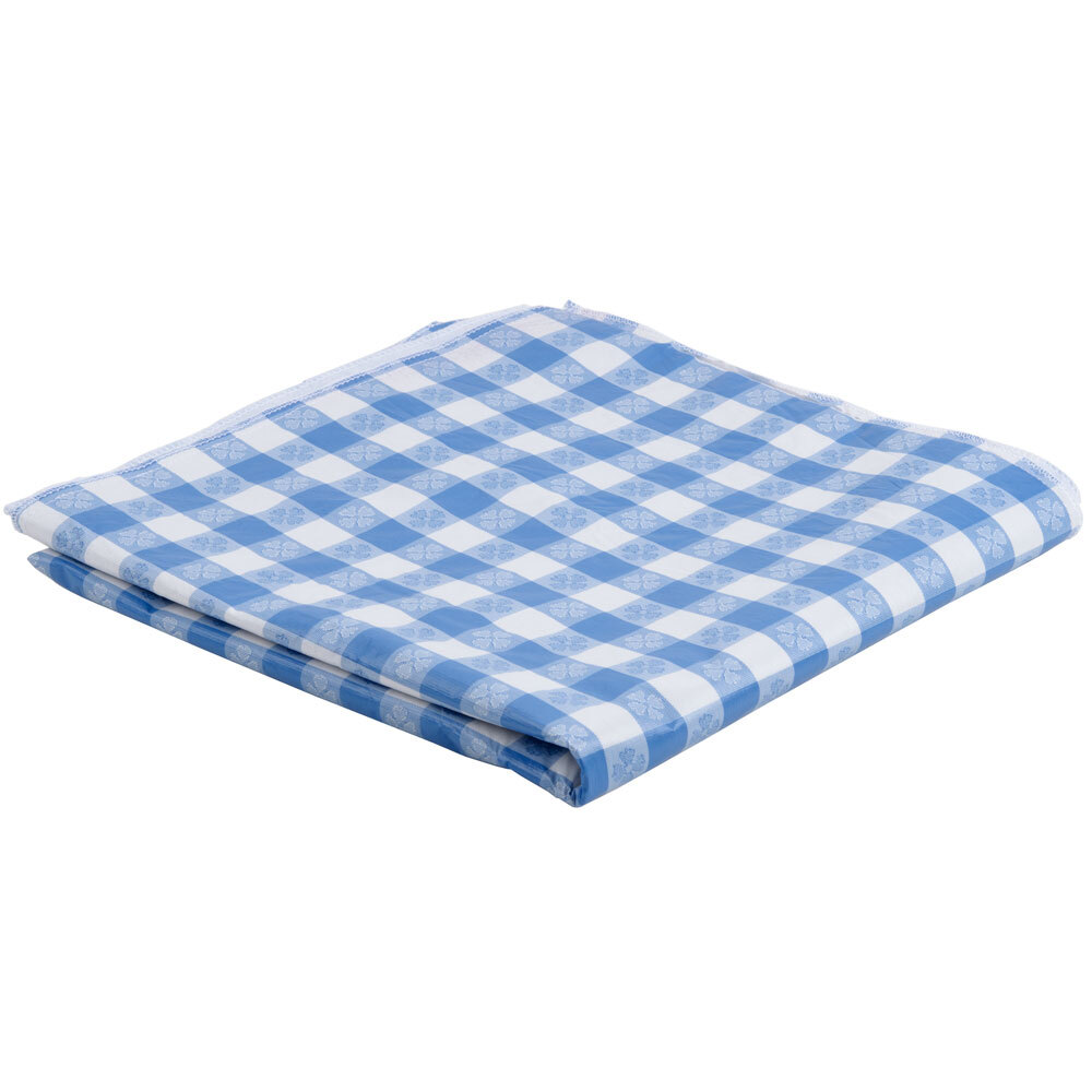BlueCheckered Vinyl 25 Yard Roll Table Cover with Flannel Back