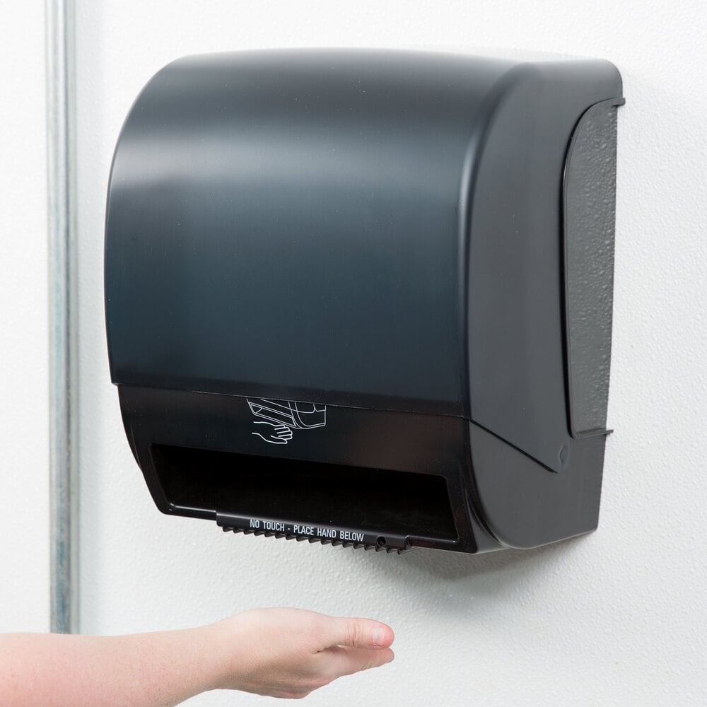 Black Hands-Free Paper Roll Towel Dispenser with Motion Sensor