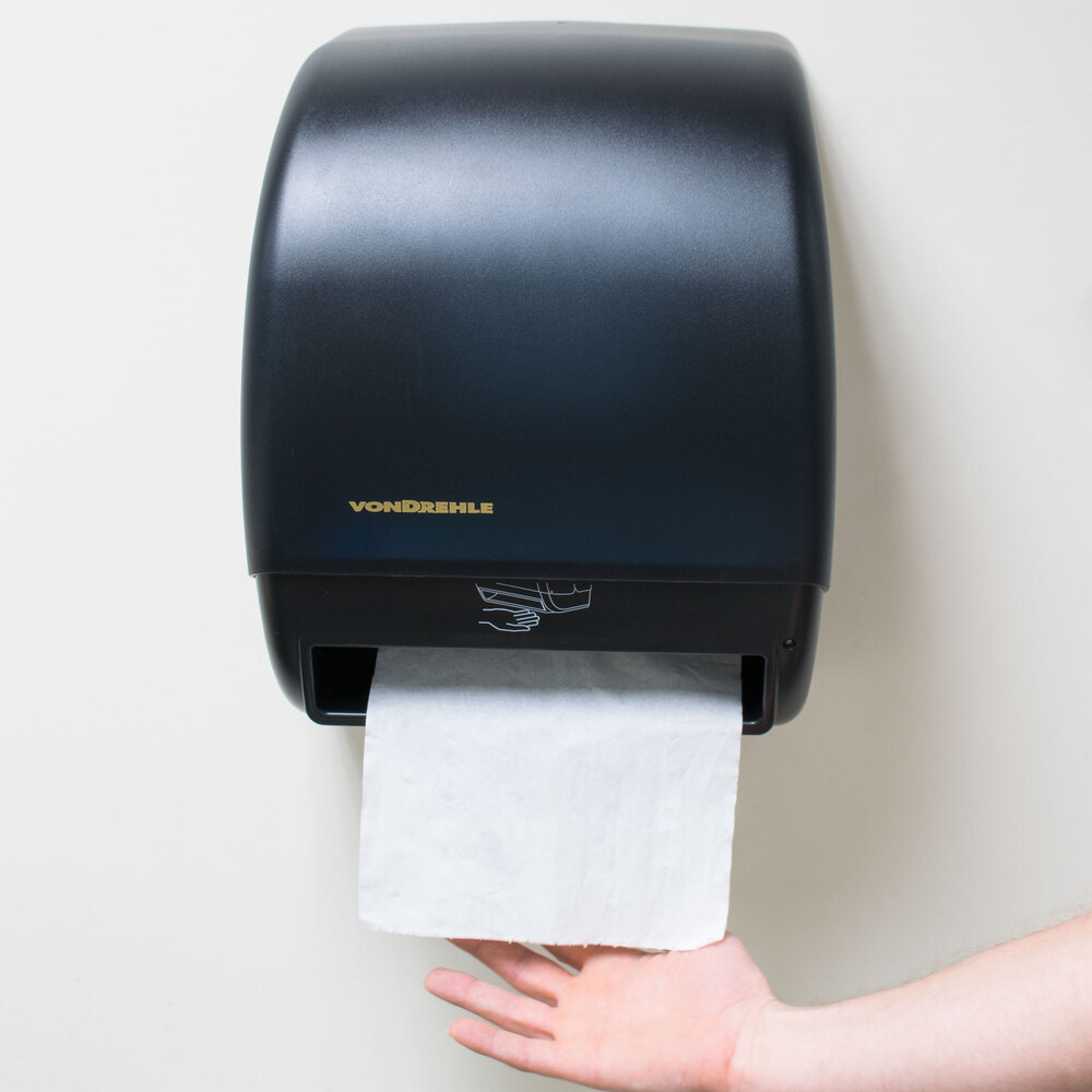VonDrehle 2245 Black Hands Free Paper Roll Towel Dispenser with Motion ...