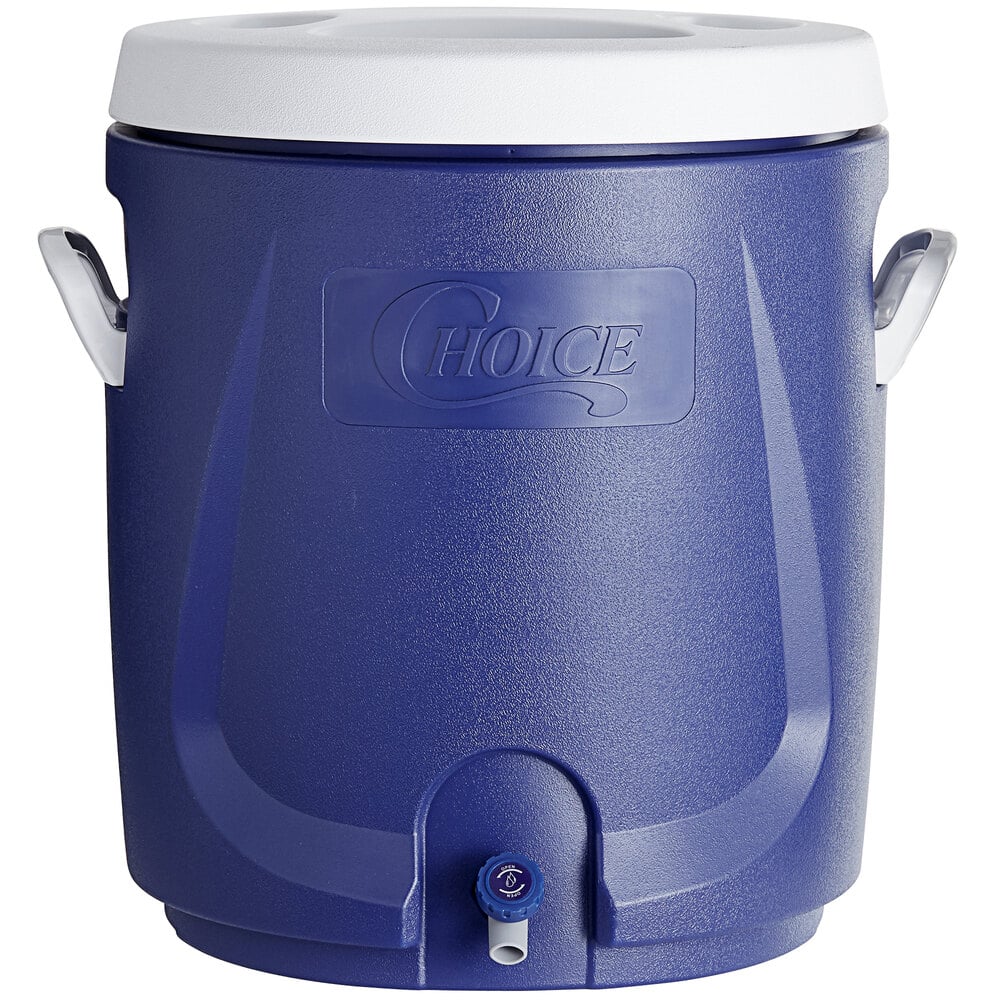 Choice 14.5 Gallon Blue Round Insulated Beverage Dispenser / Portable Water Cooler