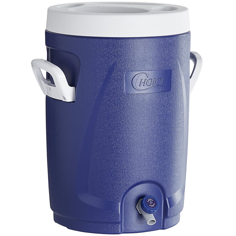 Choice 5.3 Gallon Blue Round Insulated Beverage Dispenser / Portable ...