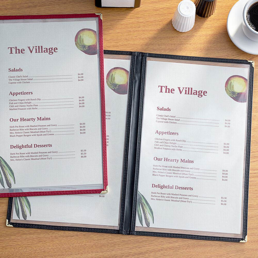 Choice 8 1/2" x 14" Black Two Pocket Menu Cover