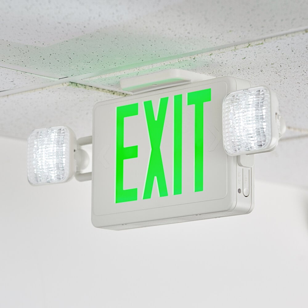 Lavex Industrial Red And Green Led Exit Sign   Emergency Light Combo 