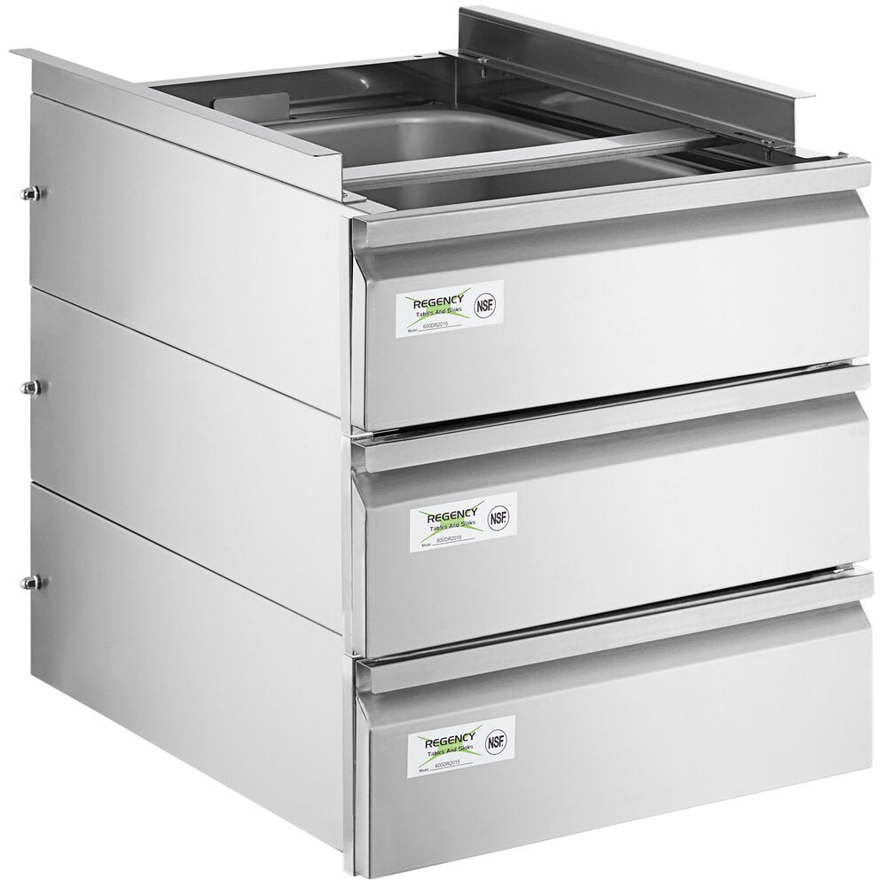 Regency 20" x 15" x 5" TripleStacked Drawer Set with Stainless Steel Front