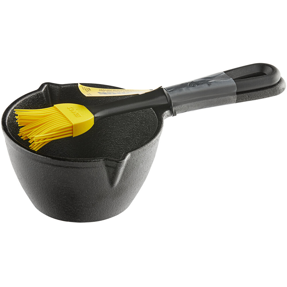Lodge LMPB21 15 oz. PreSeasoned Cast Iron Melting Pot with Silicone