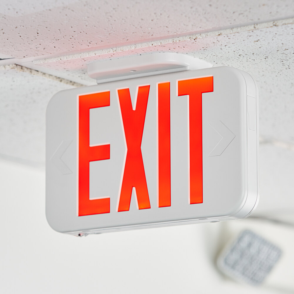 Lavex Industrial Red LED Exit Sign with Adjustable Arrows and Ni-Cad ...