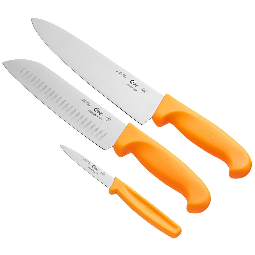 Choice 3Piece Knife Set with Neon Orange Handles