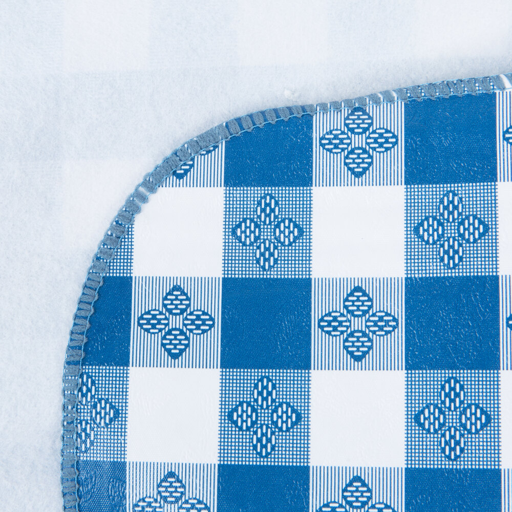 52" x 52" Blue Checkered Gingham Vinyl Table Cover with Flannel Back