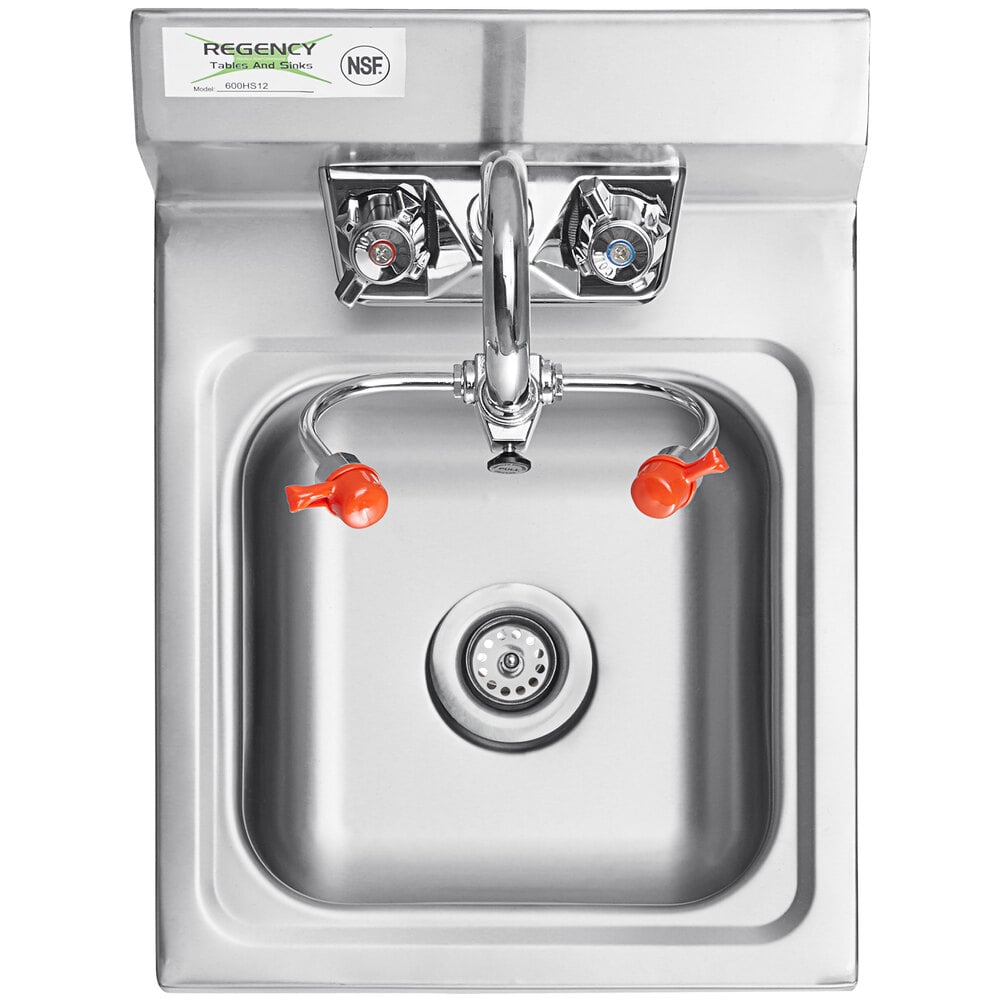 Regency 12" x 16" Wall Mounted Hand Sink with Eyewash Station