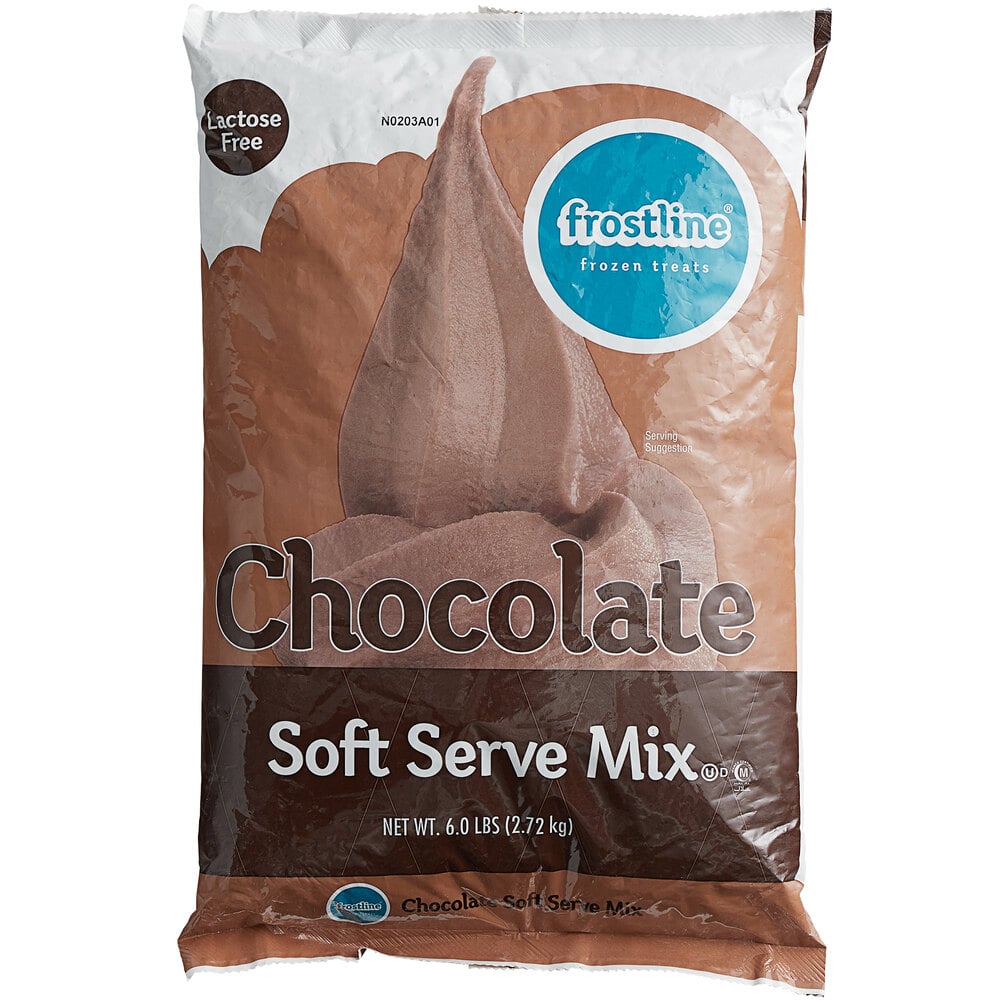 Frostline 6 lb. Chocolate Soft Serve Ice Cream Mix - 6/Case
