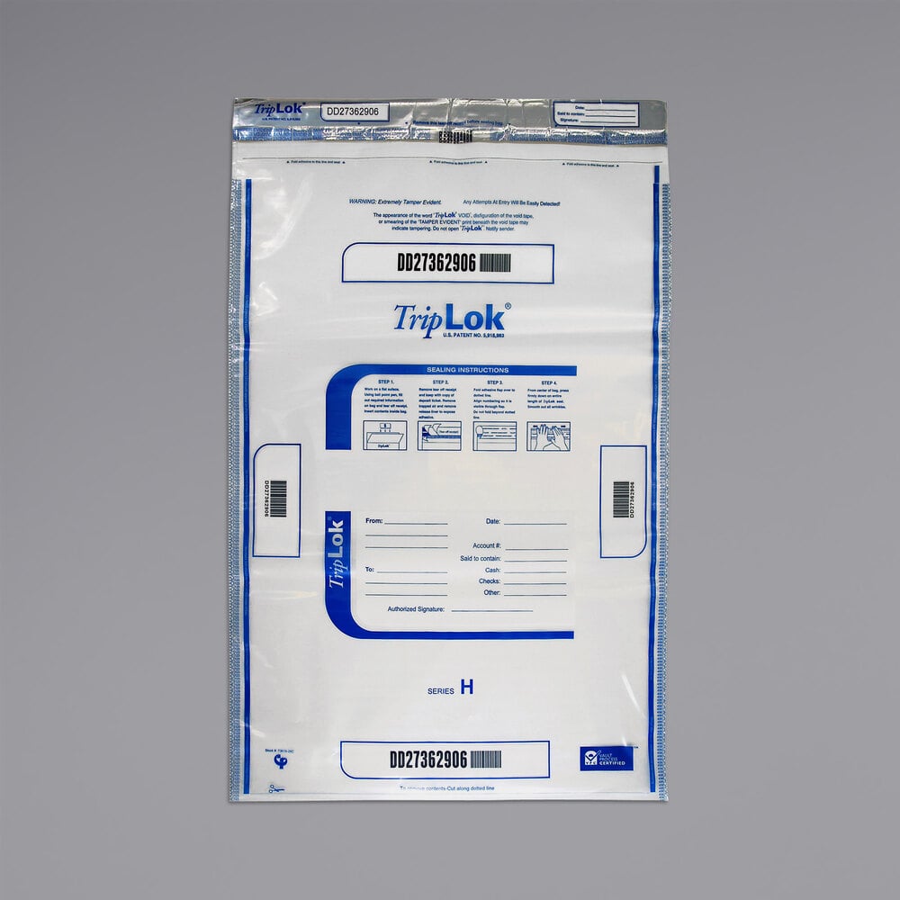 Controltek USA 585059 TripLok Clear 19" x 28" TamperEvident Cash