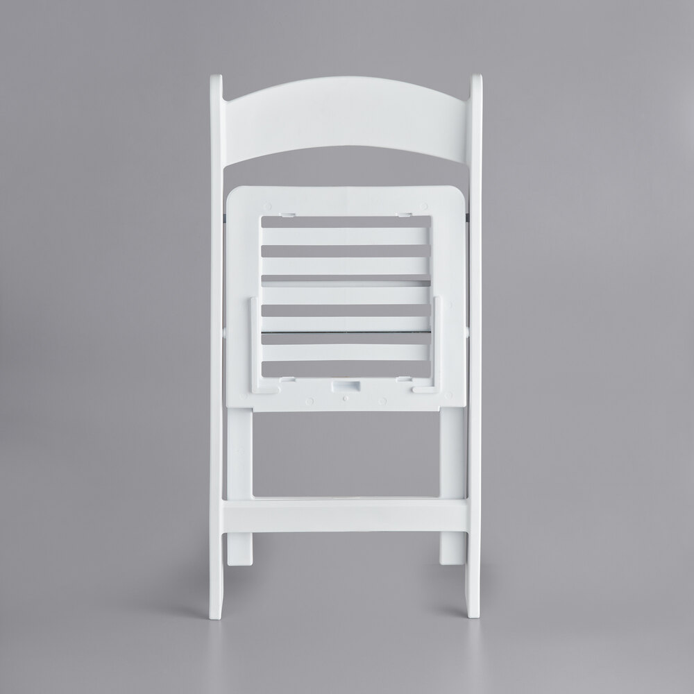 Lancaster Table & Seating White Resin Folding Chair with Slatted Seat