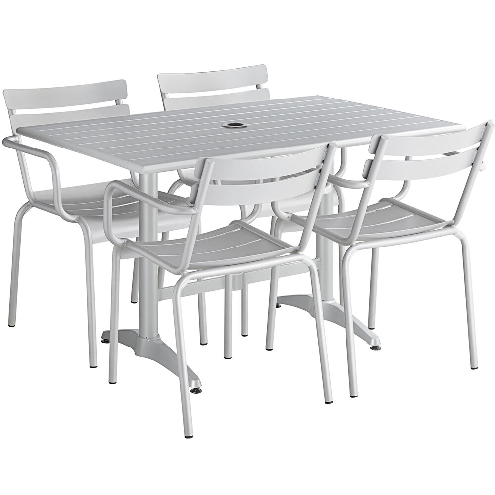 Lancaster Table & Seating 32" x 48" Silver PowderCoated Aluminum