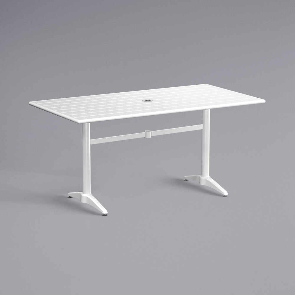 Lancaster Table & Seating 32" x 60" White PowderCoated Aluminum Dining
