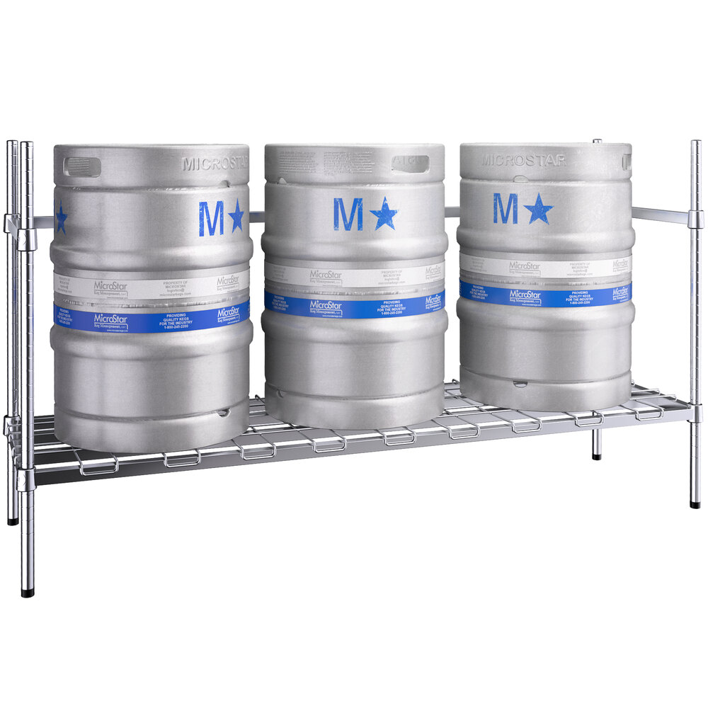 Regency 3 Keg Chrome Keg Rack 18" x 60" x 34"