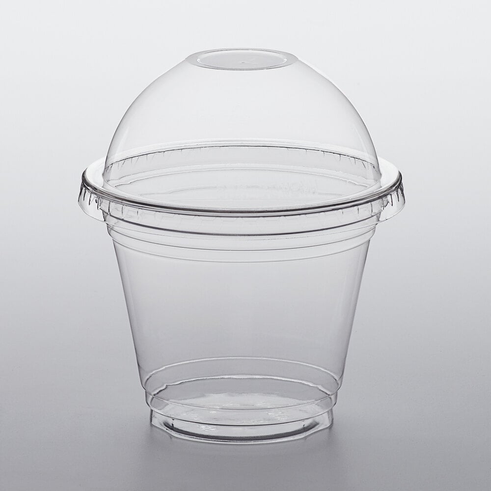 Choice 9 oz. Clear PET Plastic Cold Cup with Dome Lid with No Hole 50