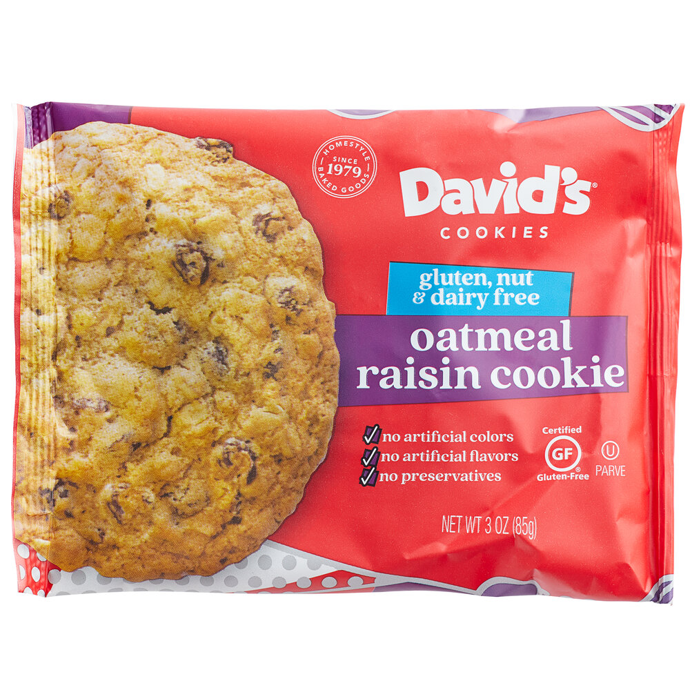 David's Cookies 3 oz. GlutenFree IndividuallyWrapped Oatmeal Raisin
