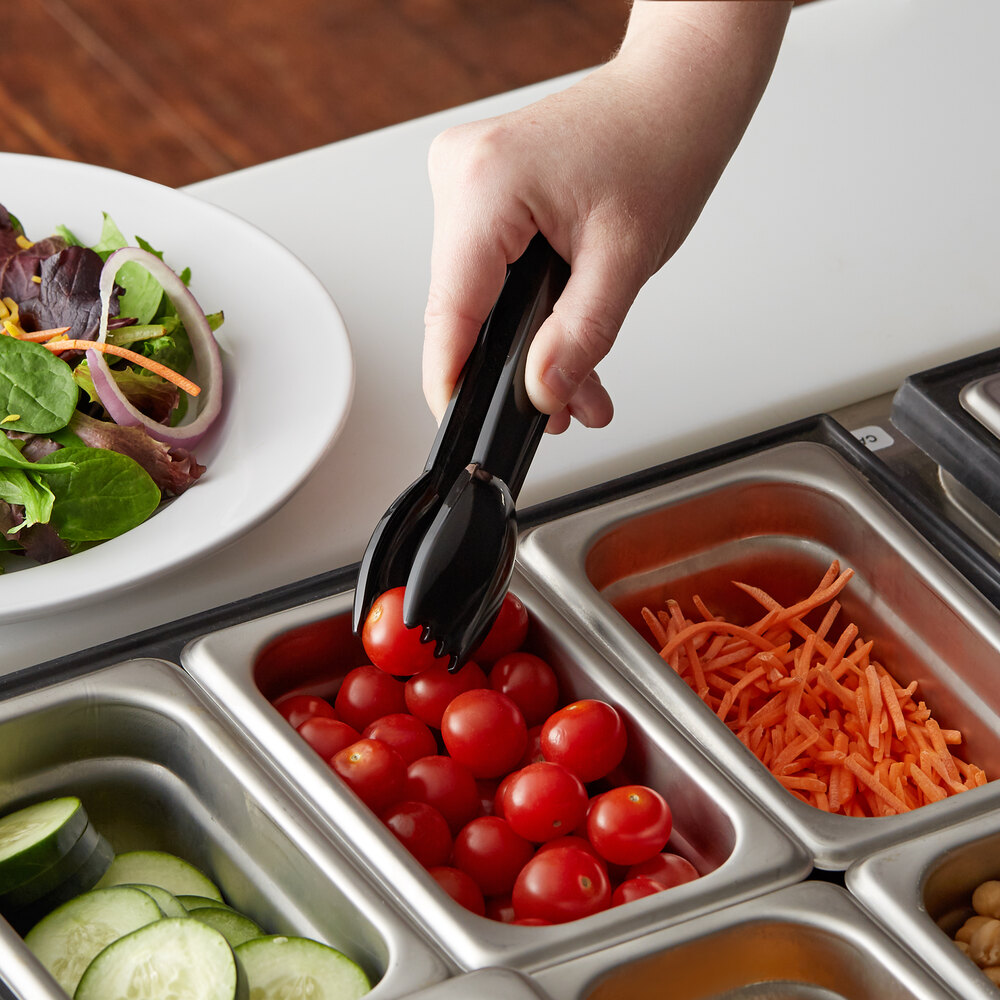 Carlisle 460603 Carly 6" Black Plastic Salad Tongs