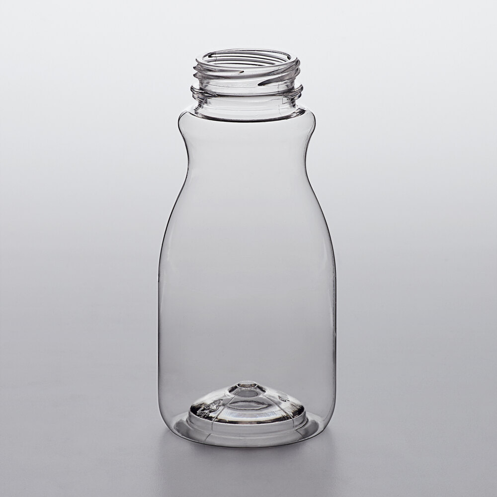 8 oz. Round PET Clear Juice Bottle with Tapered Neck - 275/Box