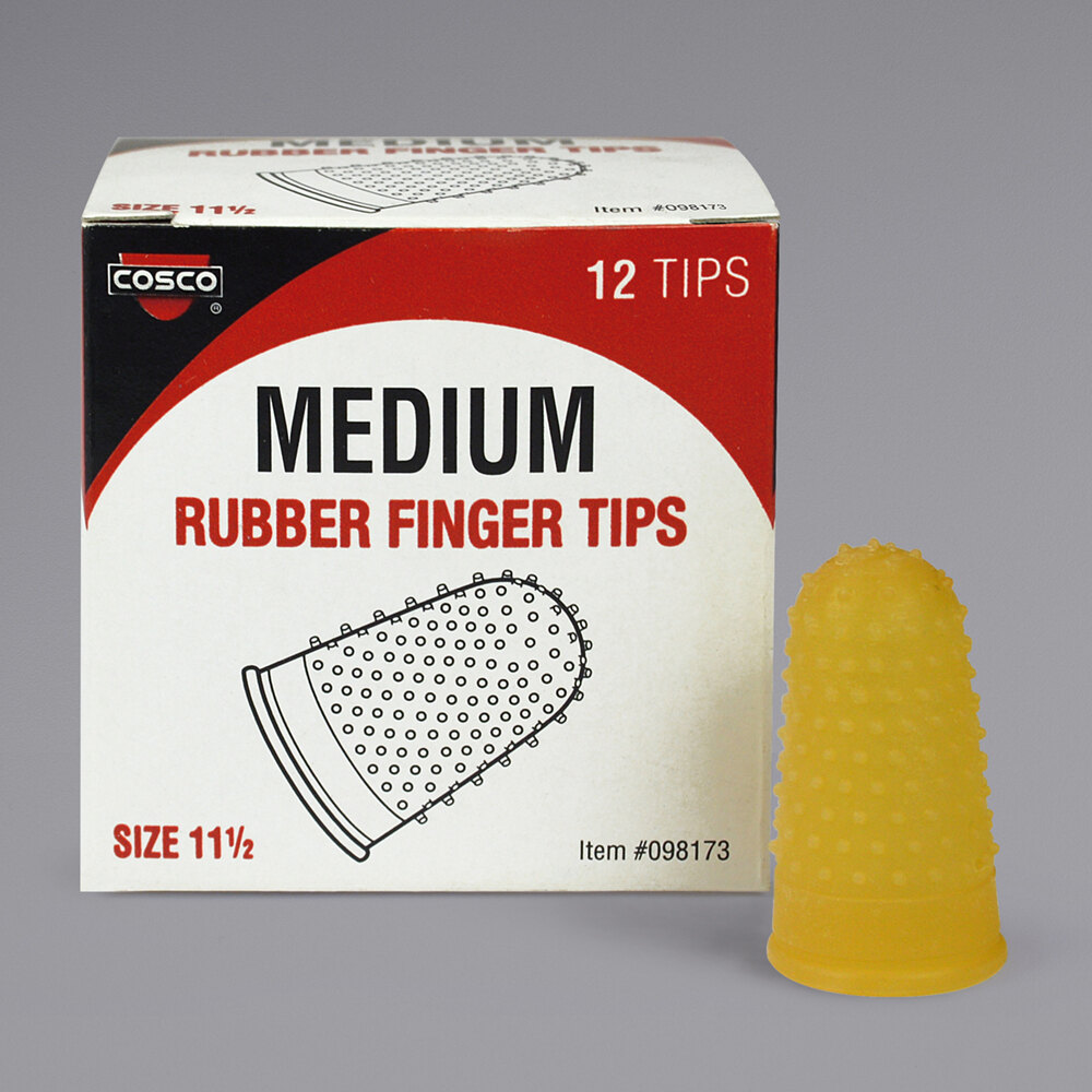 Cosco 098173 Size 11 1/2 (Medium) Amber Rubber Finger Tips 12/Pack