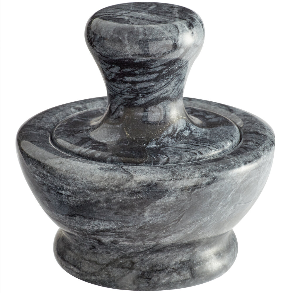4" Black Marble Mortar and Extra Large Pestle Set