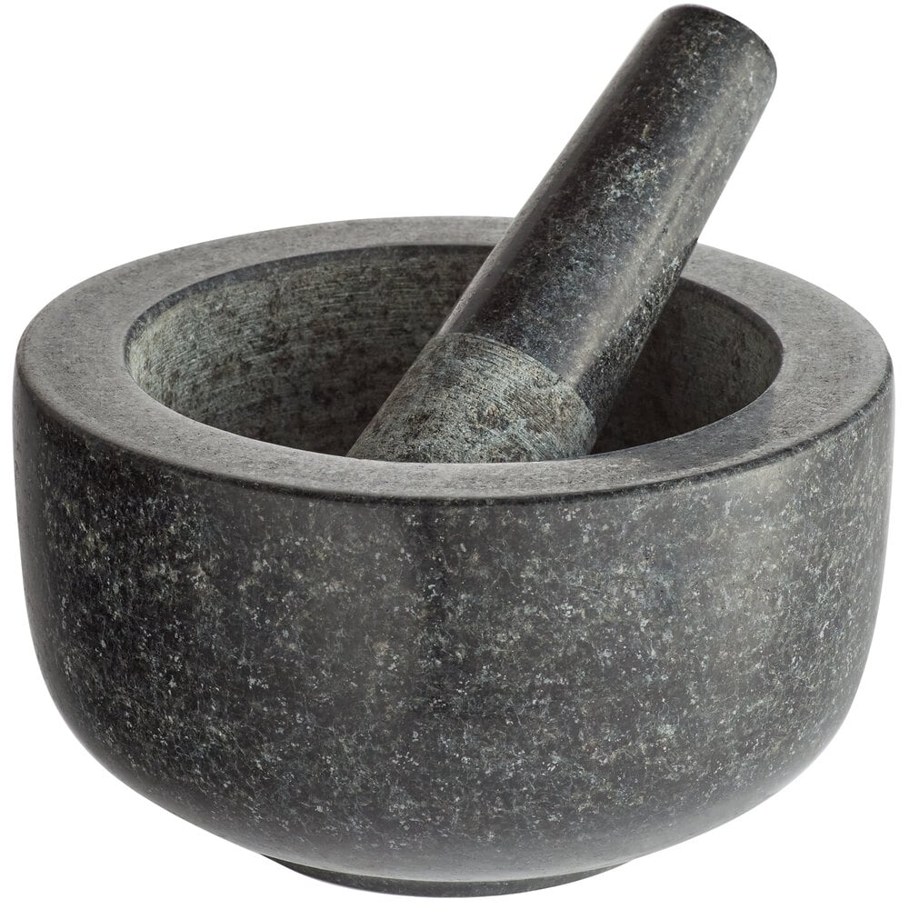 7" Black Granite Mortar And Pestle Set