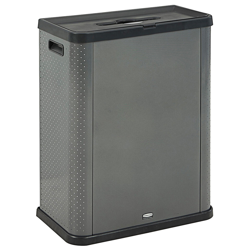 Rubbermaid 2136962 Elevate 23 Gallon Dark Gray Three-Sided Decorative ...