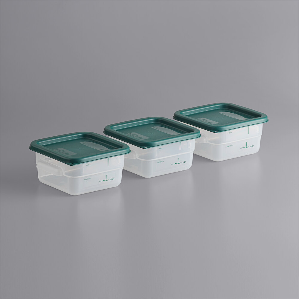 Vigor 2 Qt. Translucent Polypropylene Food Storage Container and Green