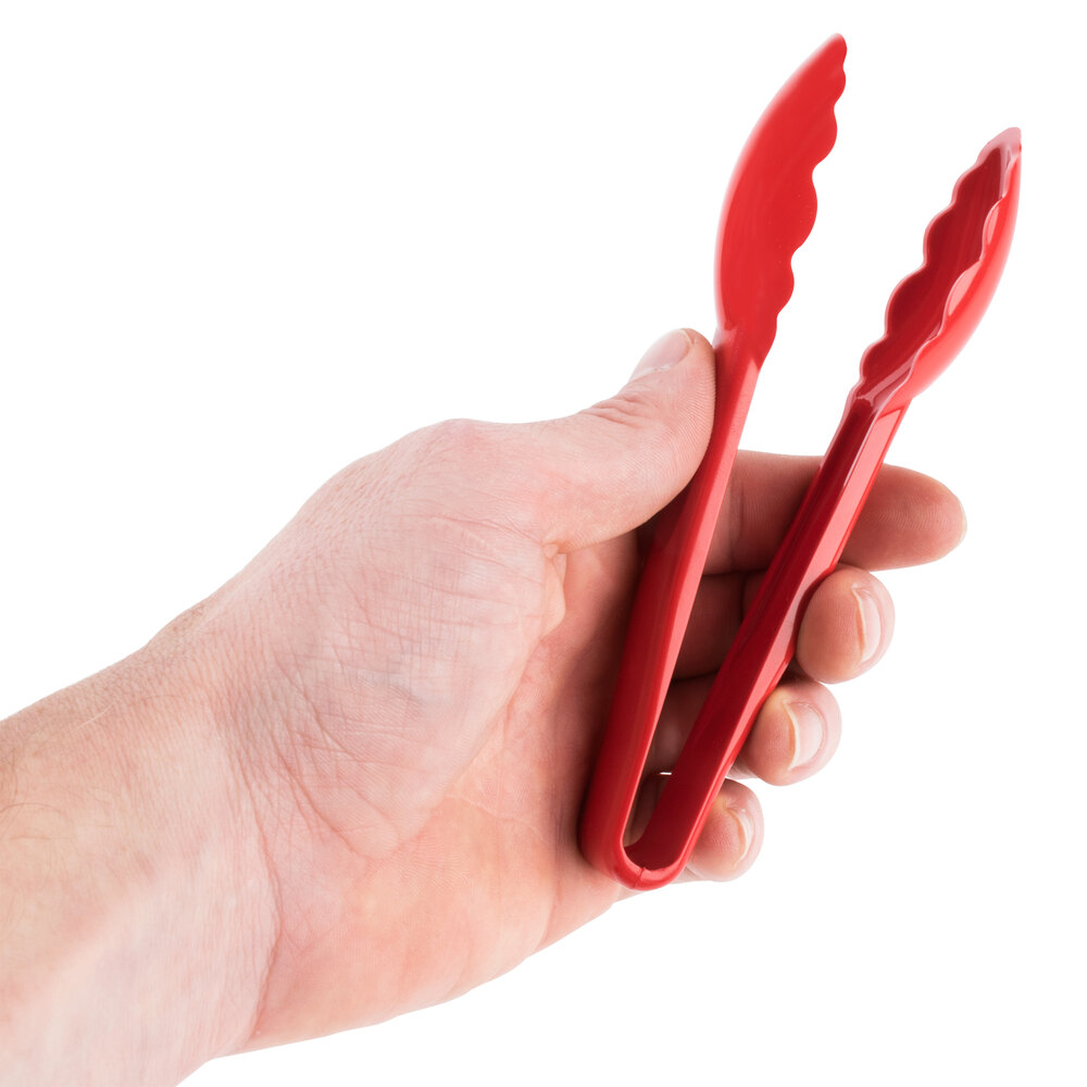 Cambro 6TGS404 Lugano 6" Red Scallop Grip Plastic Tongs