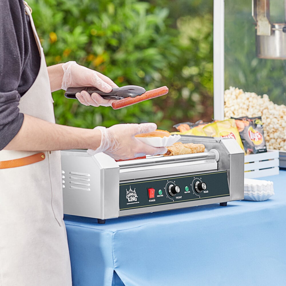 Carnival King HDRG12 12 Hot Dog Roller Grill with 5 Rollers - 120V, 650W