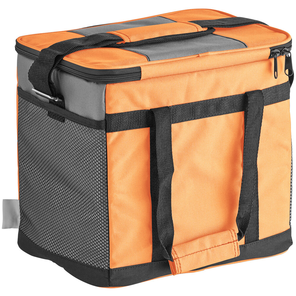 Choice Orange Small Insulated Nylon Cooler Bag with Brick Cold Pack