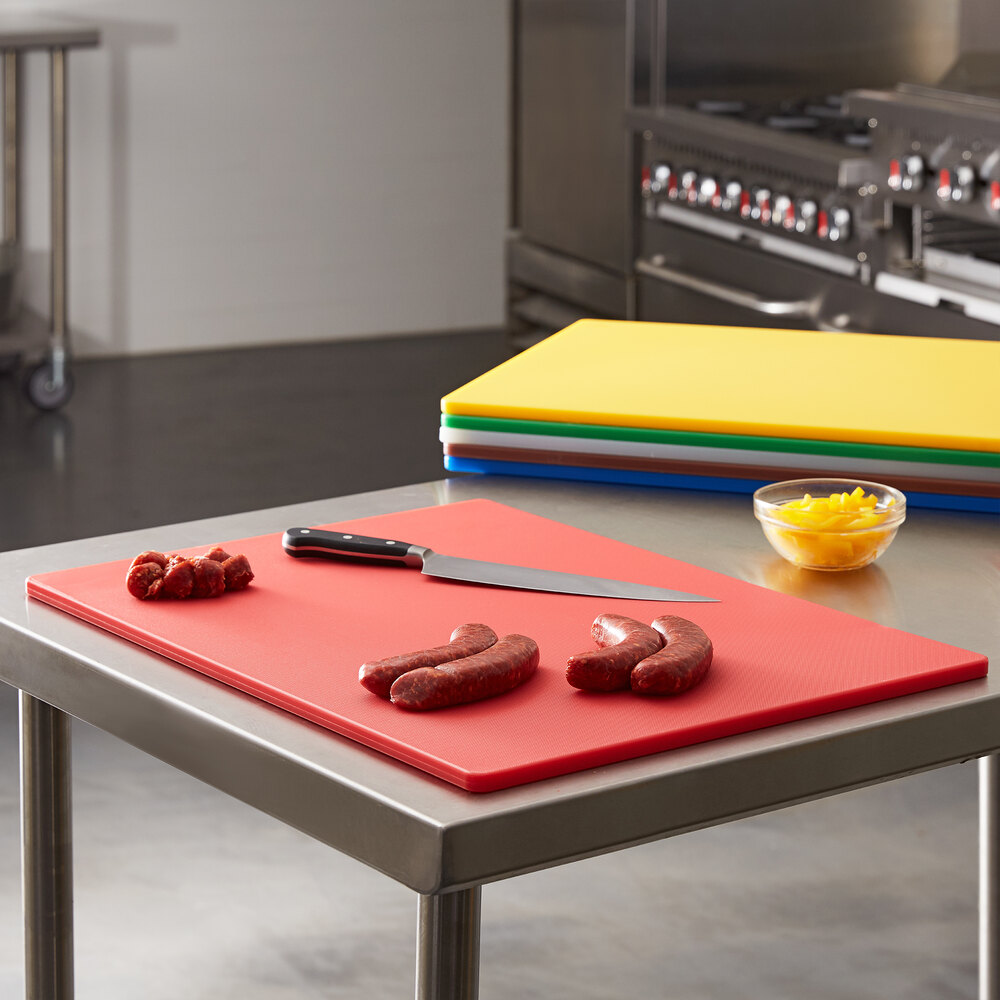 24" x 18" x 1/2" Red Polyethylene Cutting Board