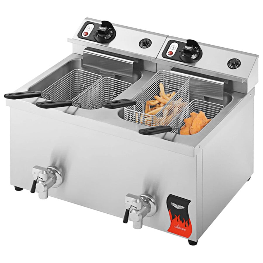 Vollrath 40710C 30 lb. Cayenne® Dual Pot Electric Countertop Deep