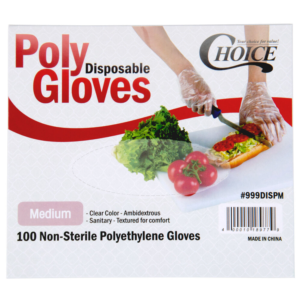 Monogram Embossed Poly Gloves Food Grade - Medium, 500 Count Box
