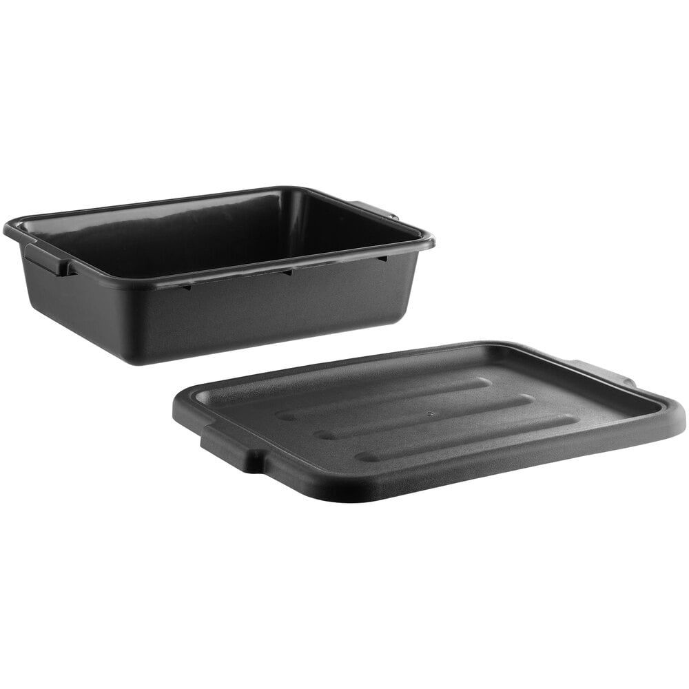 Choice 20" x 15" x 5" Black Polypropylene Bus Tub with Cover