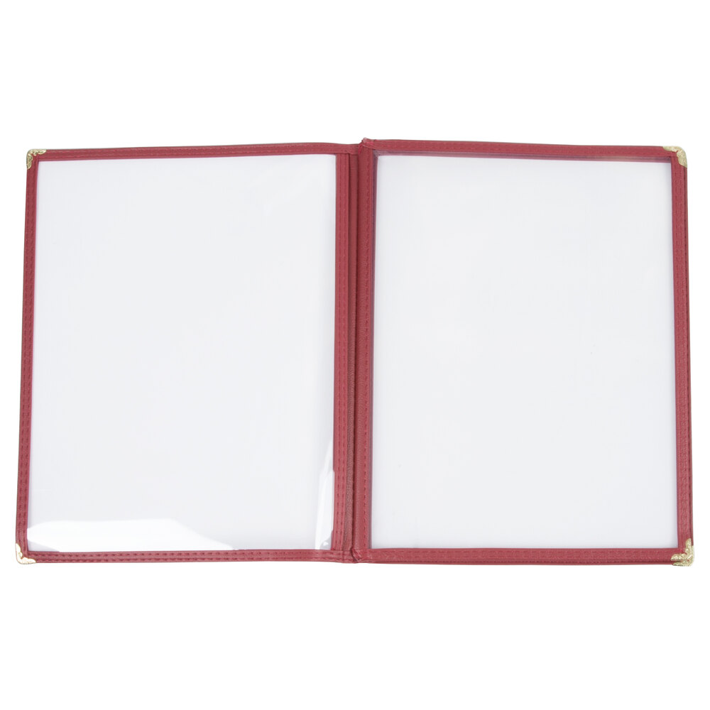 8 1/2" x 11" Three Pocket Menu Cover Burgundy