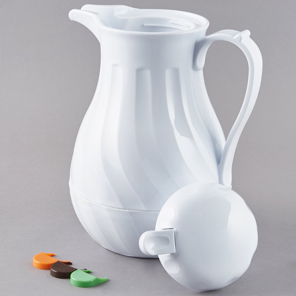 Choice 64 oz. White Thermal Swirl Coffee Carafe / Server