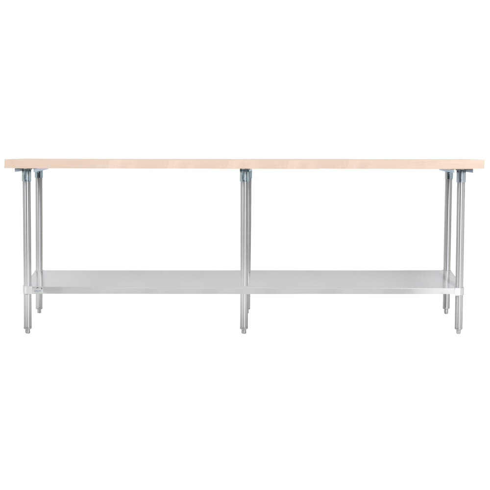 Advance Tabco H2s 308 Wood Top Work Table With Stainless Steel Base And Undershelf 30 X 96