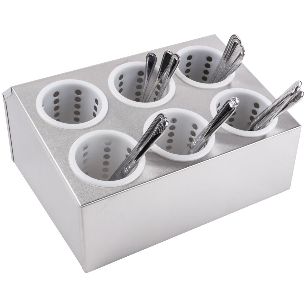 Six Hole Stainless Steel Flatware Cylinder Holder