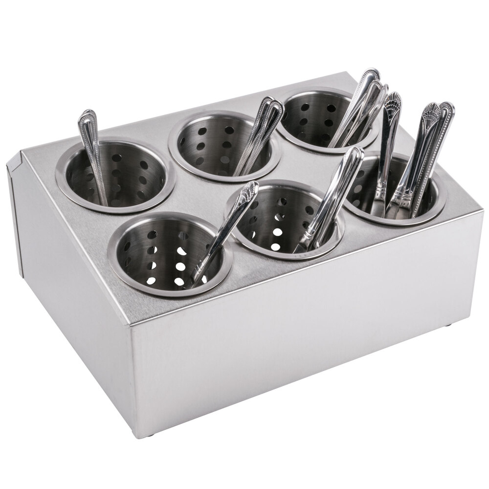 Six Hole Stainless Steel Flatware Cylinder Holder