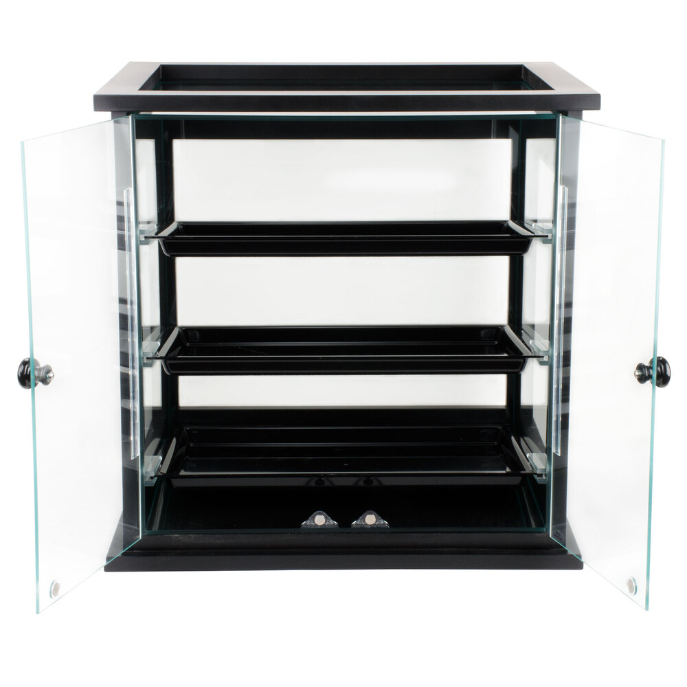 Cal-Mil 284-96 Three Tier Midnight Bamboo Display Case with Rear Door ...