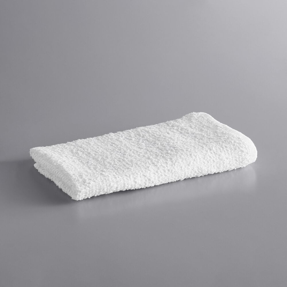 Choice 16" x 19" White 24 oz. 100 Cotton Ribbed Terry Bar Towel 12/Pack