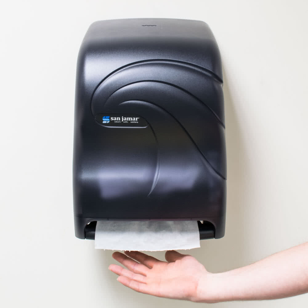 San Jamar T1390TBK TearNDry Black HandsFree Paper Roll Towel Dispenser