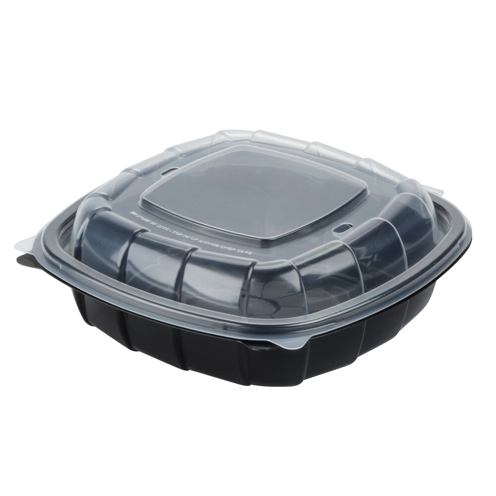 8" x 8" x 3" Microwaveable Plastic Hinged Take-Out Container - 138 / Case