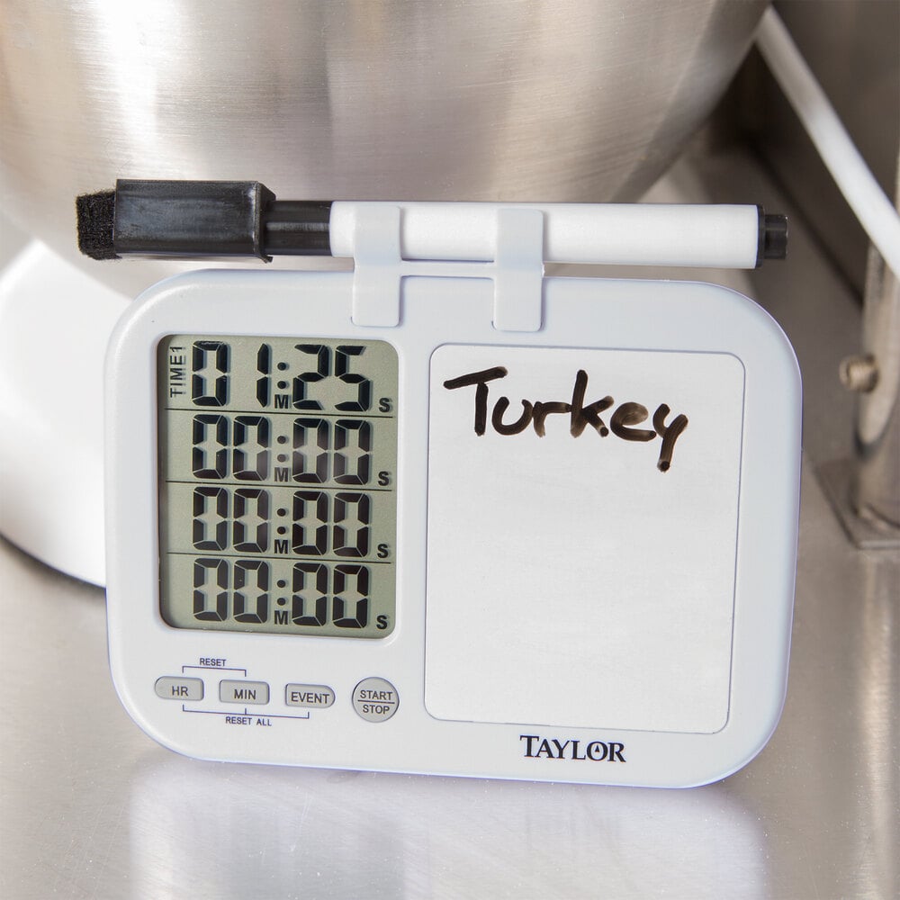 Taylor 5849 Digital 4 Channel 25 Hour Kitchen Timer with White Board