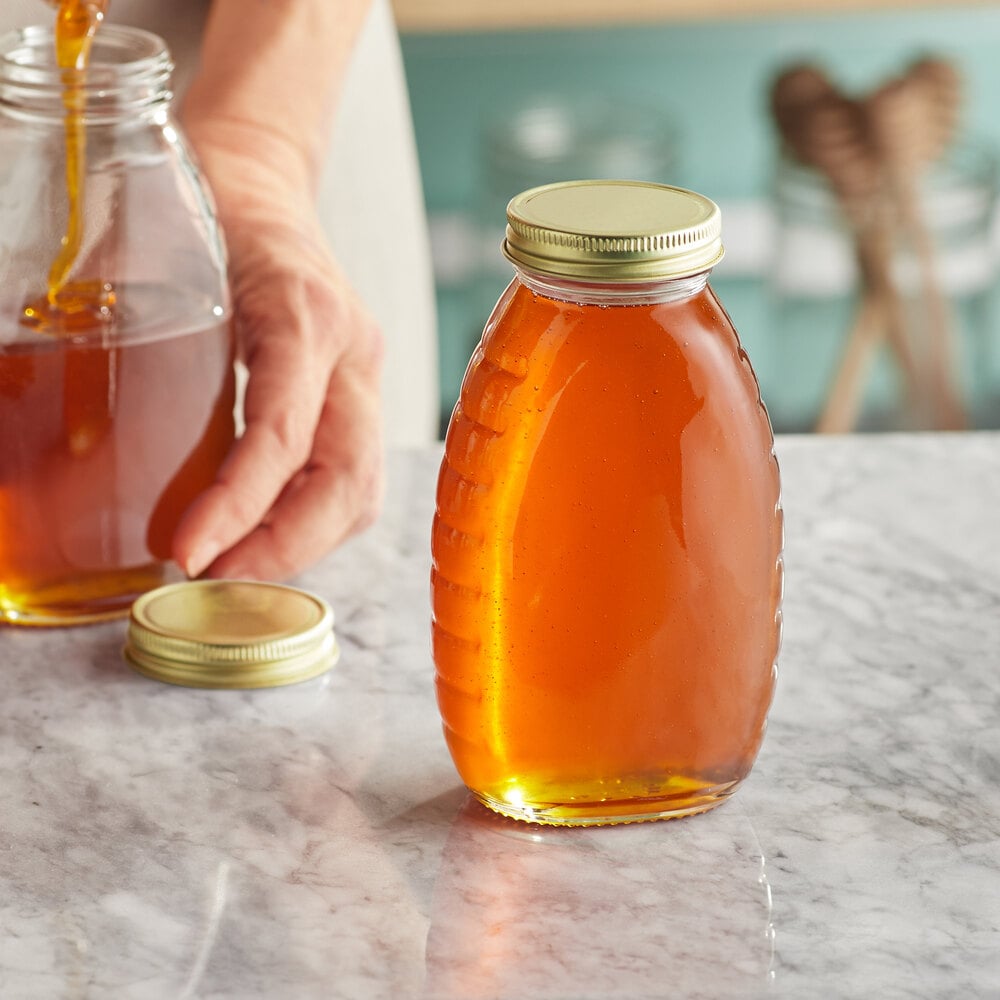 12 Oz 16 Oz Honey Weight Classic Queenline Glass Honey Jar Kit With 12-oz-16-oz-honey-weight-classic-queenline-glass-honey-jar-kit-with
