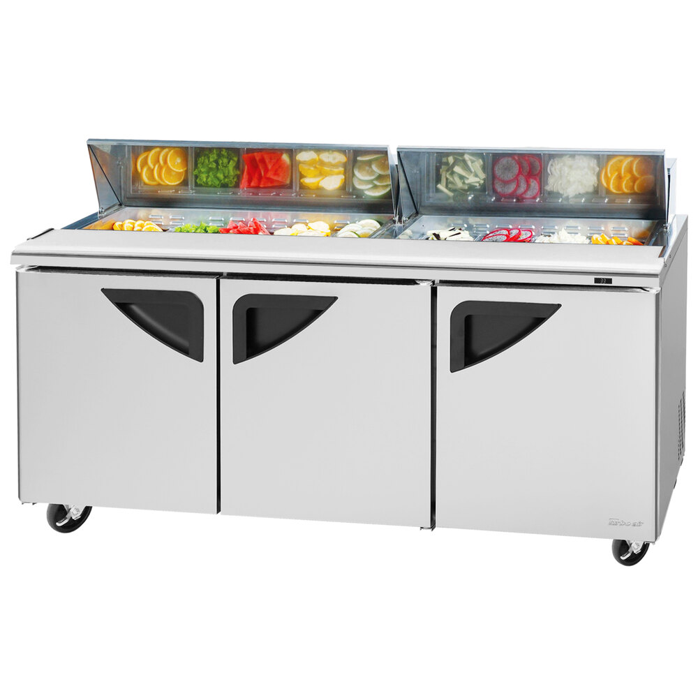 Blue Ray 2 Door Refrigerated Sandwich Prep Table With Glass Lid Fan Cooling Commercial Salad Bar Ref