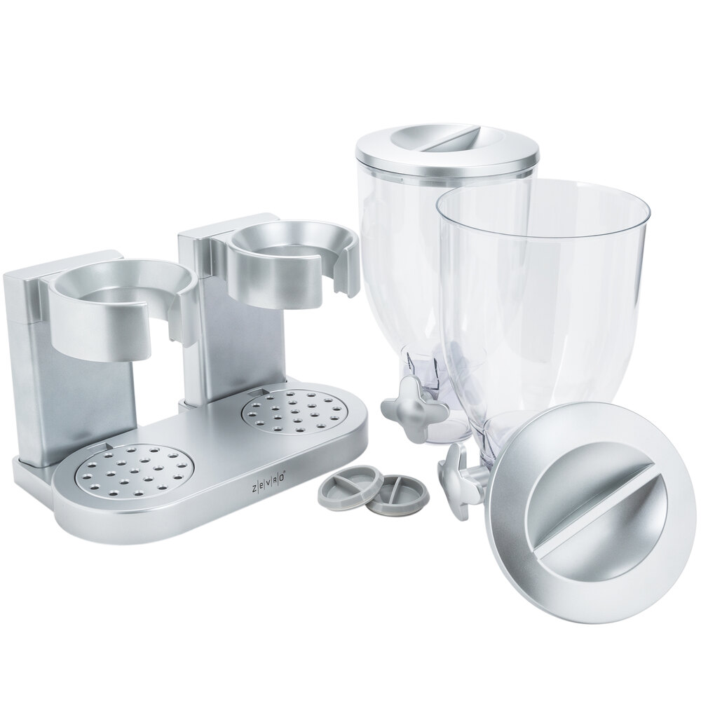 Zevro KCH06124 Silver Double Canister Dry Food Dispenser